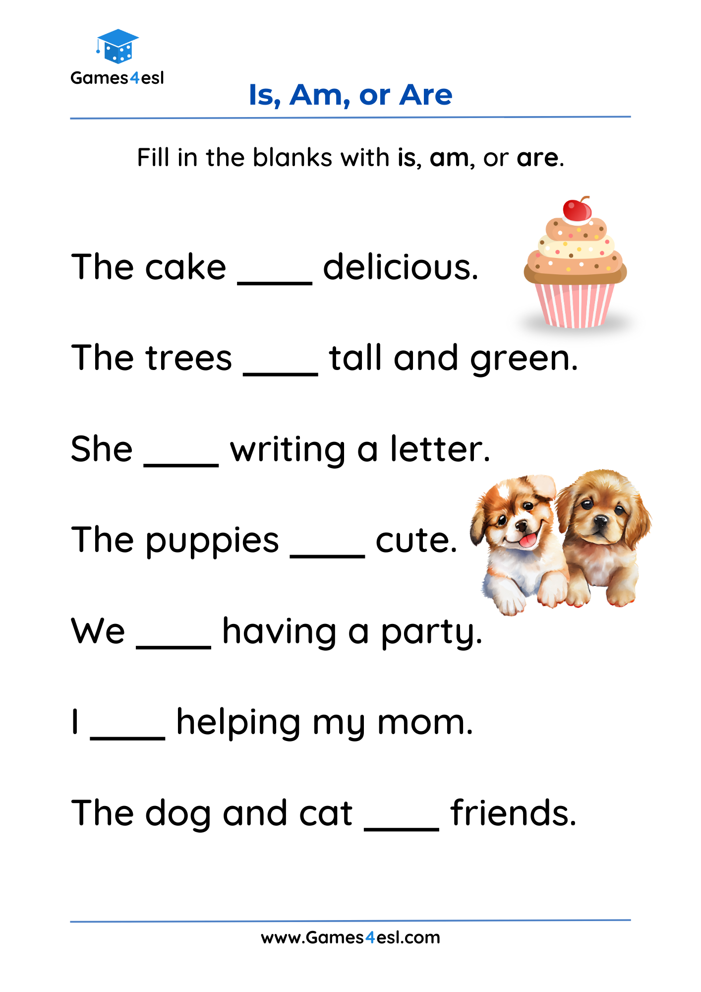Is Am Are Worksheets Games4esl Is Am Are Worksheets Games4esl