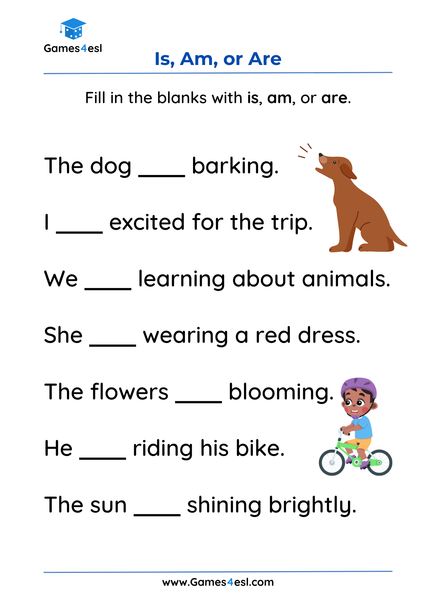 Is Am Are Worksheets Games4esl Is Am Are Worksheets Games4esl