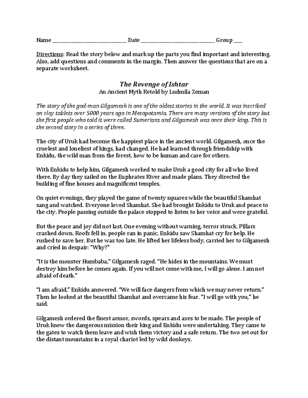 Ishtar S Revenge Worksheet On The Myth Of Gilgamesh And Enkidu Studocu Ishtar S Revenge Worksheet On The Myth Of Gilgamesh And Enkidu Studocu