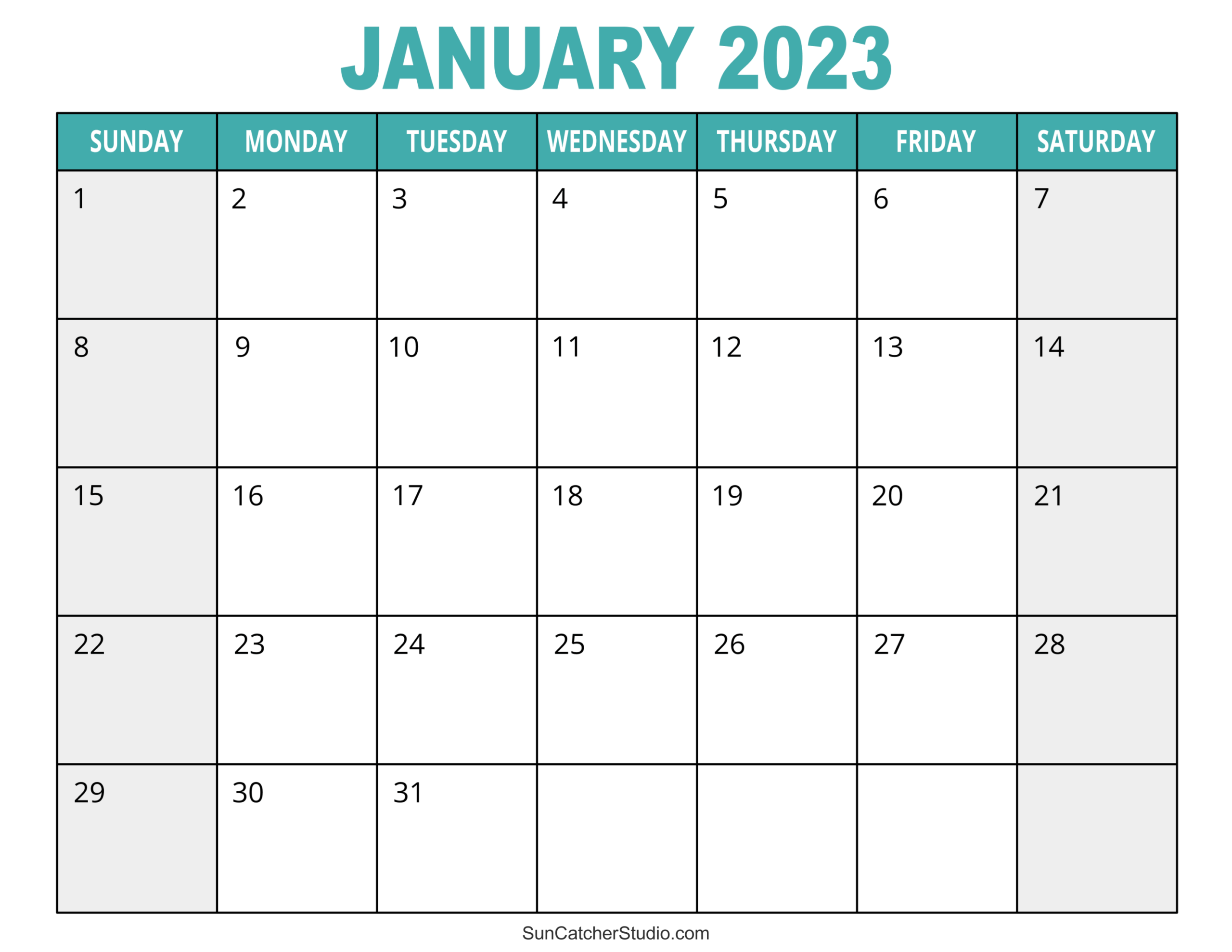 January 2023 Calendar Free Printable Free Printables Lettering SVG Files Tools Apps
