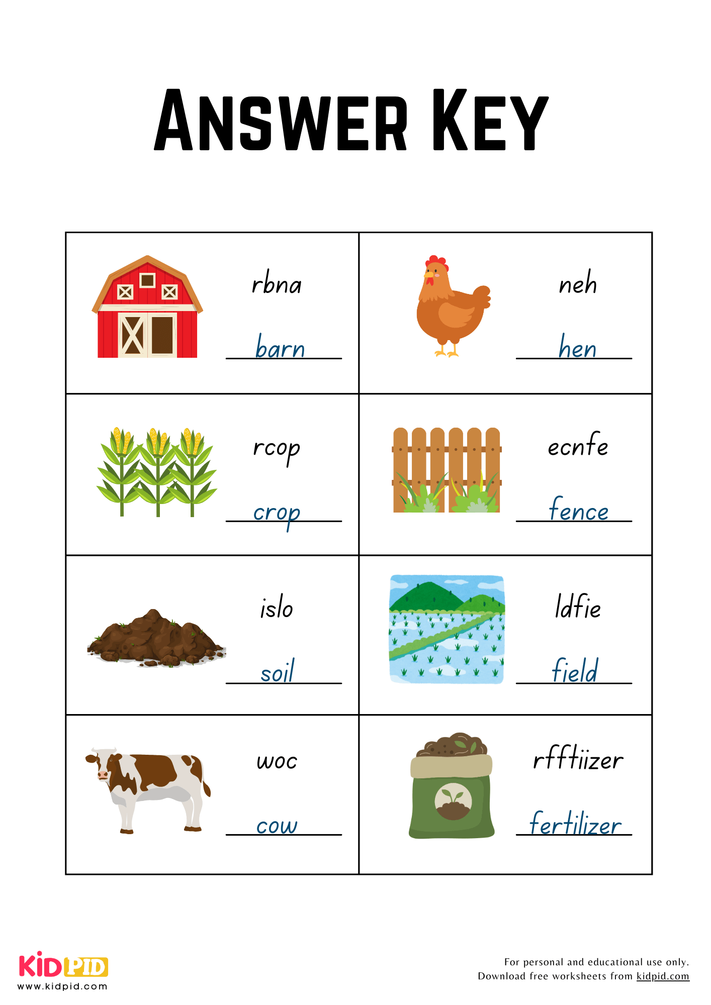 Jumbled Farm Words Worksheet For Grade 4 Kidpid