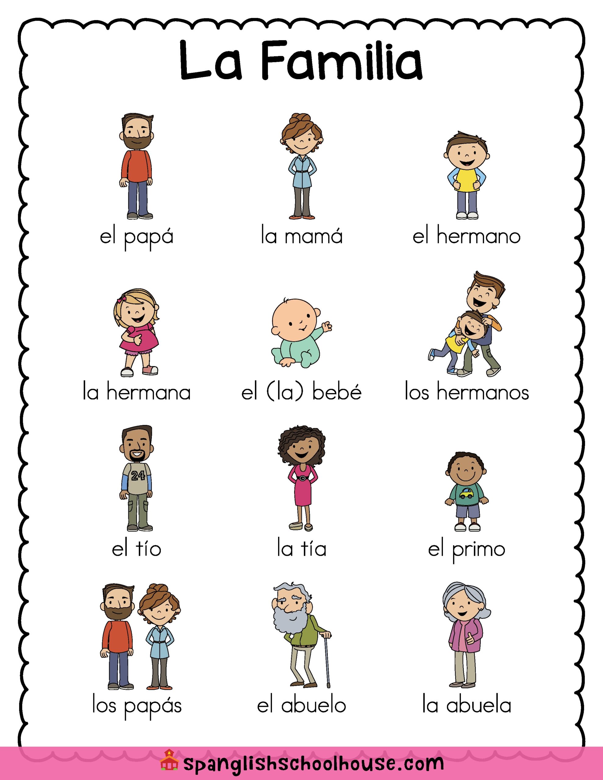 La Familia Family Vocabulary In Spanish Spanglish Schoolhouse