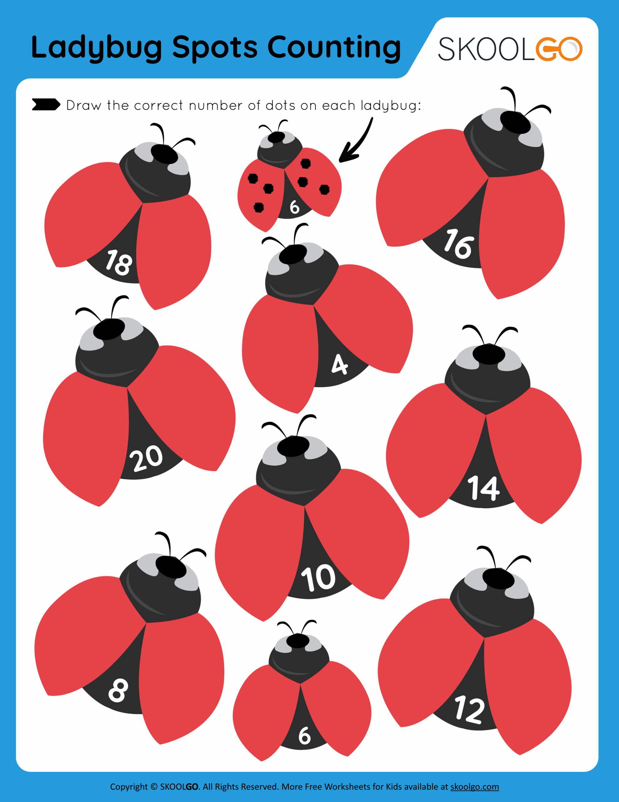 Ladybug Spots Counting Free Worksheet SKOOLGO Ladybug Spots Counting Free Worksheet SKOOLGO
