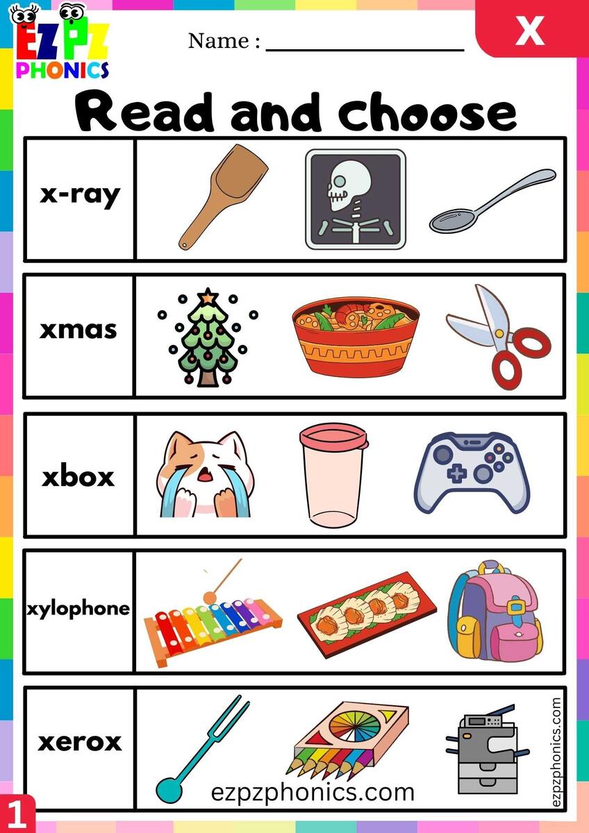 Letter X Read And Choose Beginning Sounds Worksheet Ezpzphonics Letter X Read And Choose Beginning Sounds Worksheet Ezpzphonics