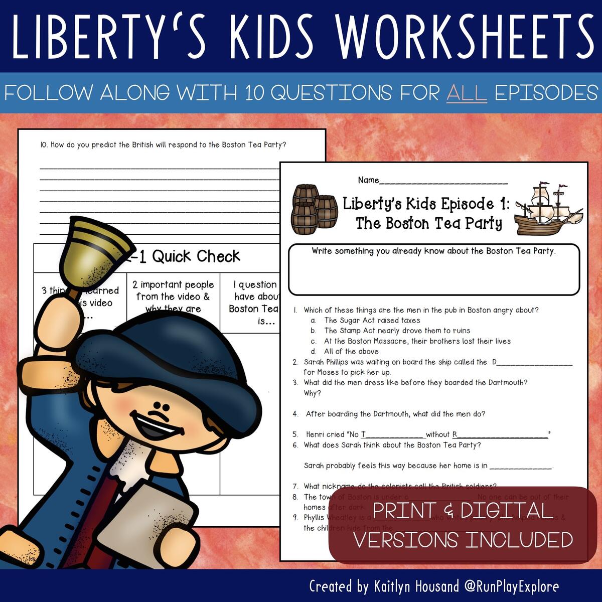 Liberty S Kids Worksheets For ALL Episodes Print And Digital Format Made By Teachers