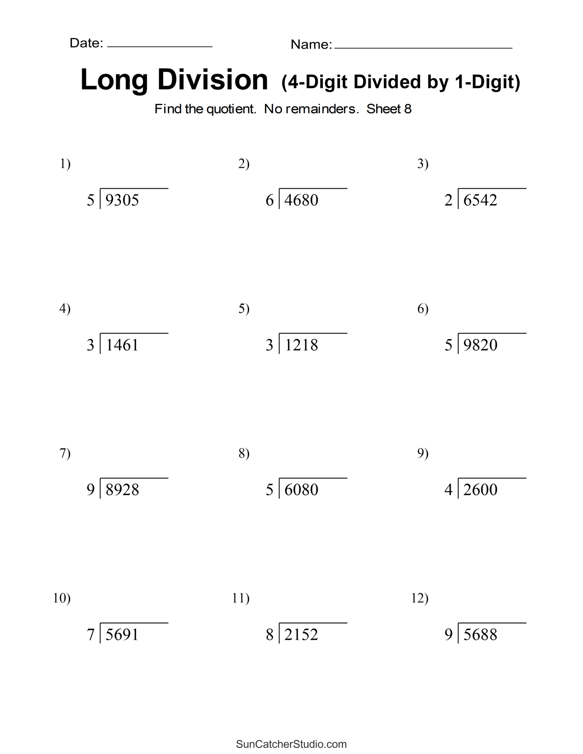 Long Division Worksheets Problems Printable Math Drills Free Printables Lettering SVG Files Tools Apps Basic Division Worksheets