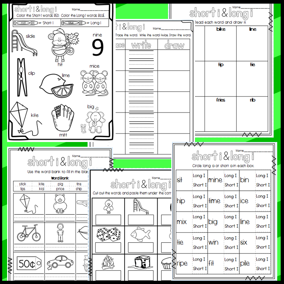 Long I And Short I Worksheets Cut And Paste Sorts Cloze And More Made By Teachers Free Preschool Long Or Short Worksheet