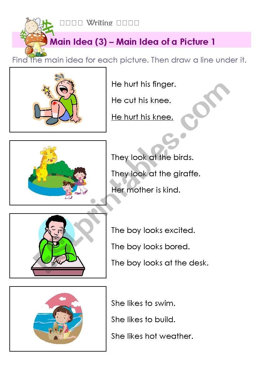 Main Idea Of A Picture ESL Worksheet By Nailkka Main Idea Worksheets Ideas Ashleigh S Education Journey