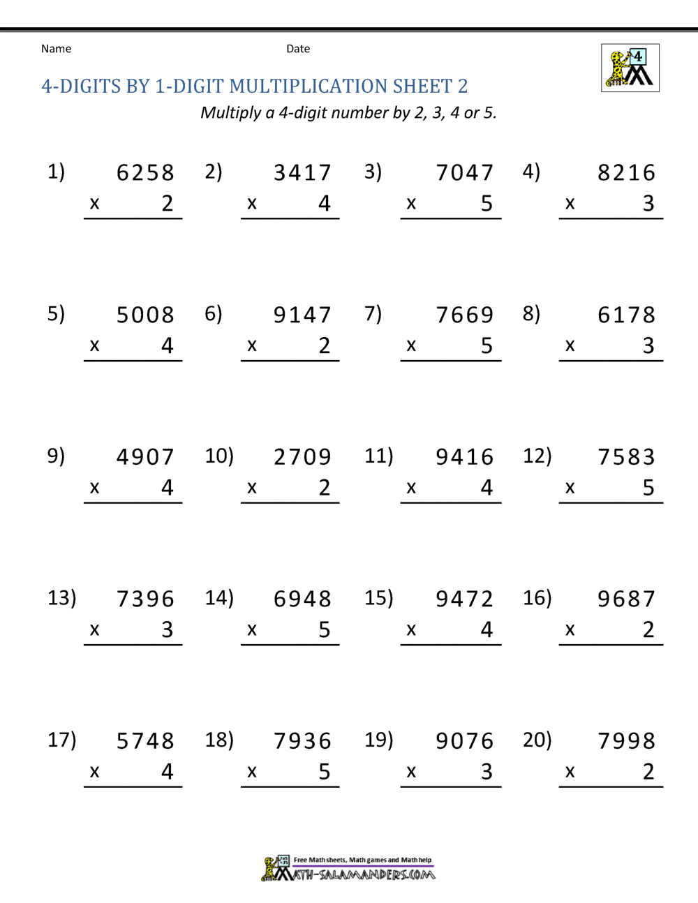Math Multiplication Worksheets 4th Grade FREE PRINTABLE MULTIPLICATION WORKSHEETS WonkyWonderful