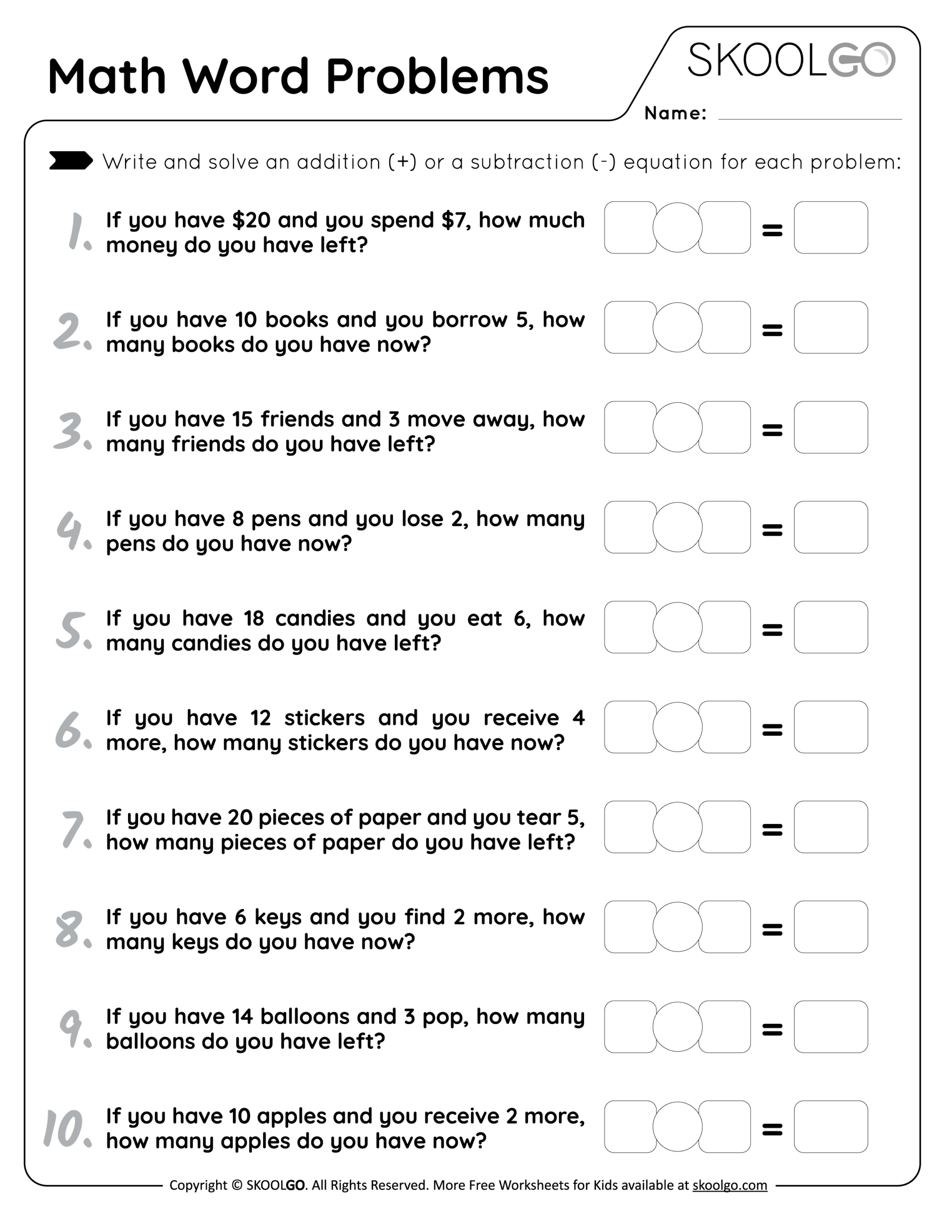 Free Printable Halloween Addition Word Problem Worksheet