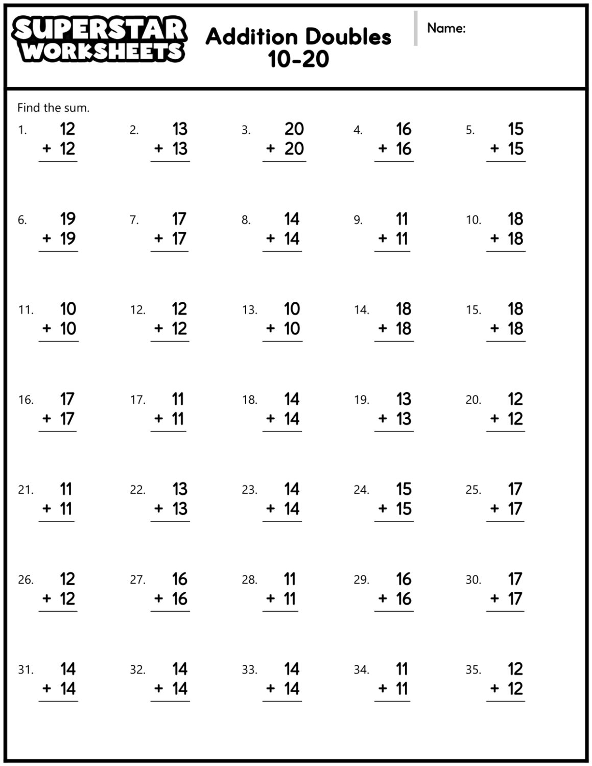 Third Grade Addition Worksheet
