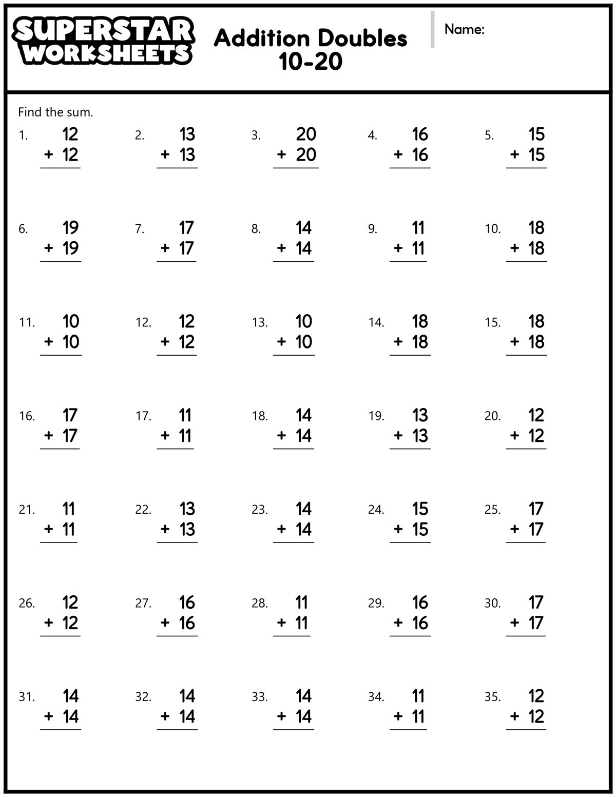 Third Grade Addition Worksheet