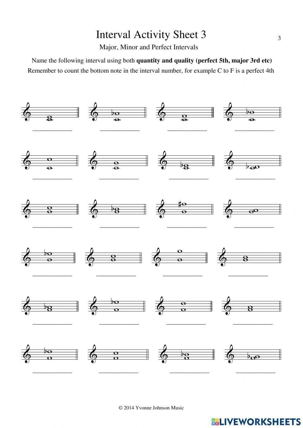 Melodic Intervals Worksheets Library