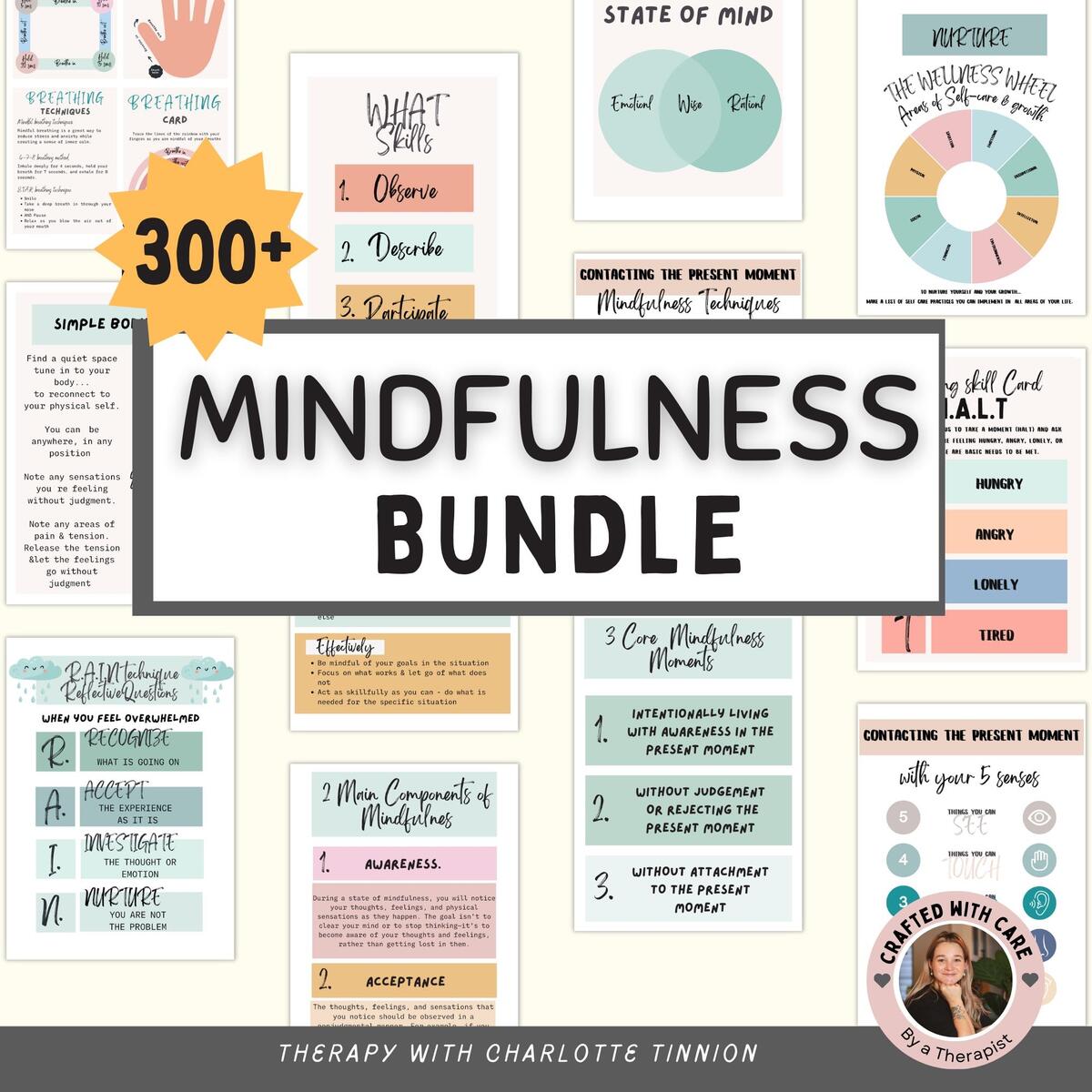 Mindfulness Mega Bundle Mindfulness Worksheets DBT Worksheets Therapy Worksheets Wise Mind Radical Acceptance Anxiety Coping Skills Etsy Finland
