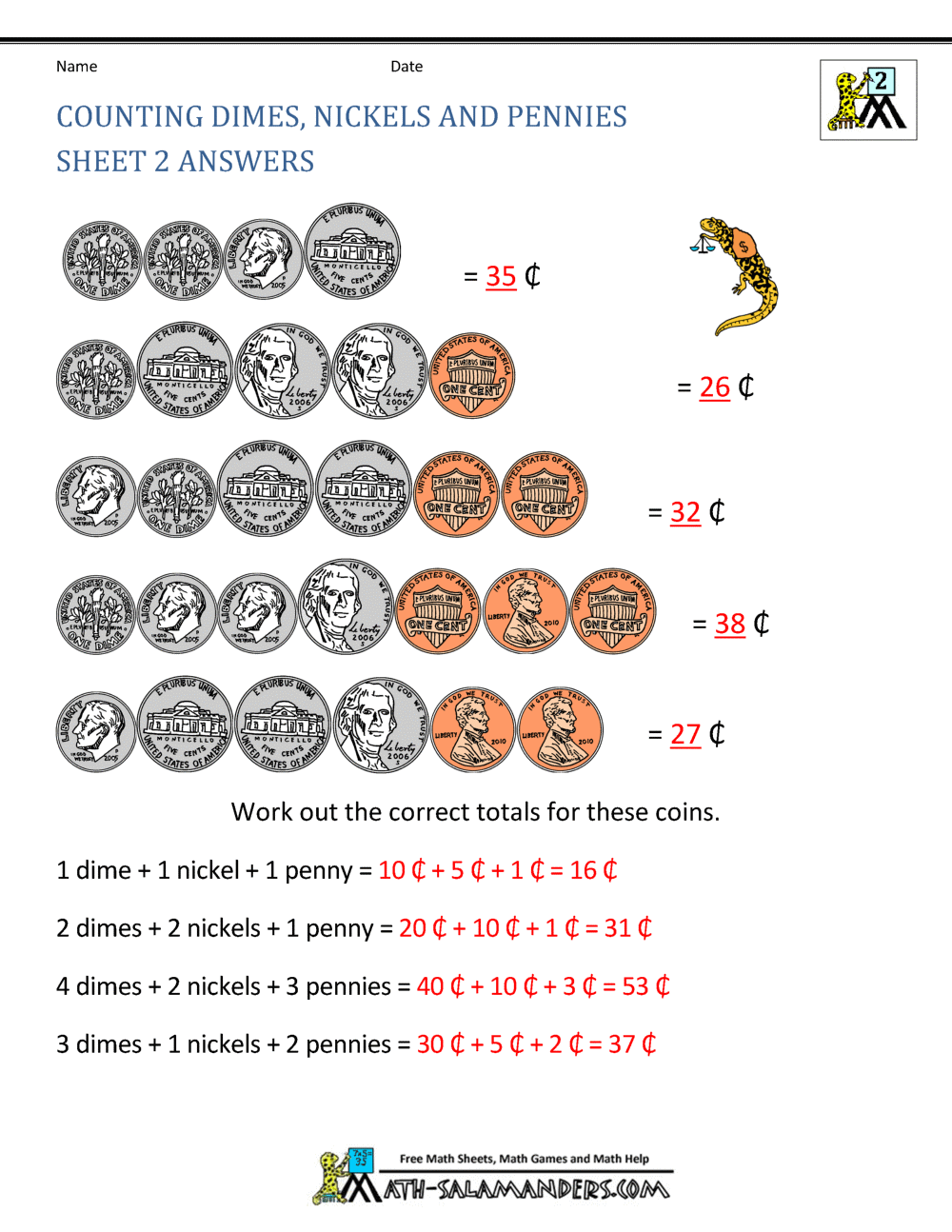 Money Worksheets For 2nd Grade