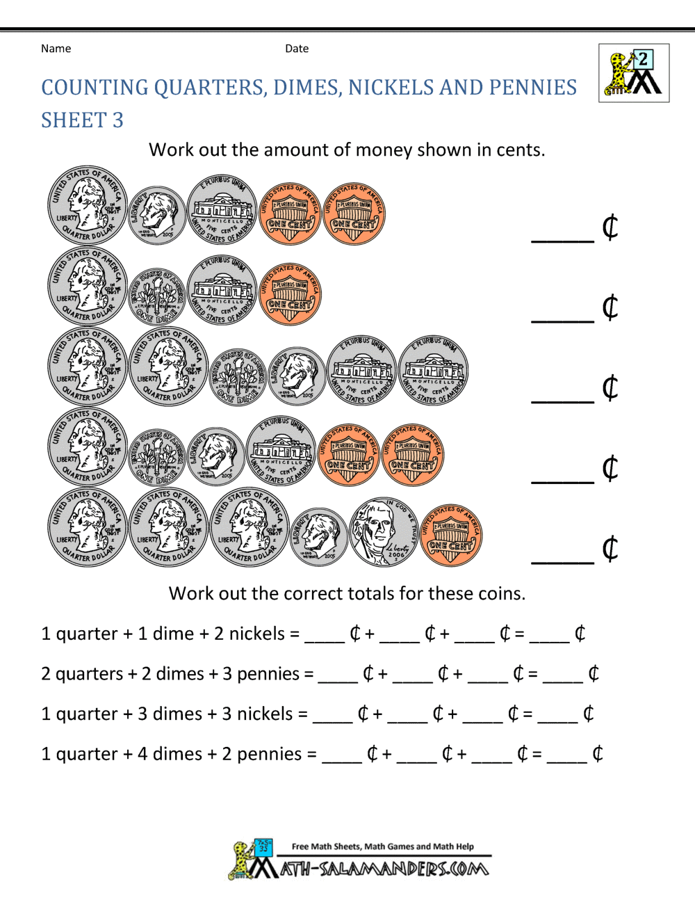 Money Worksheets For 2nd Grade Money Worksheets For 2nd Grade