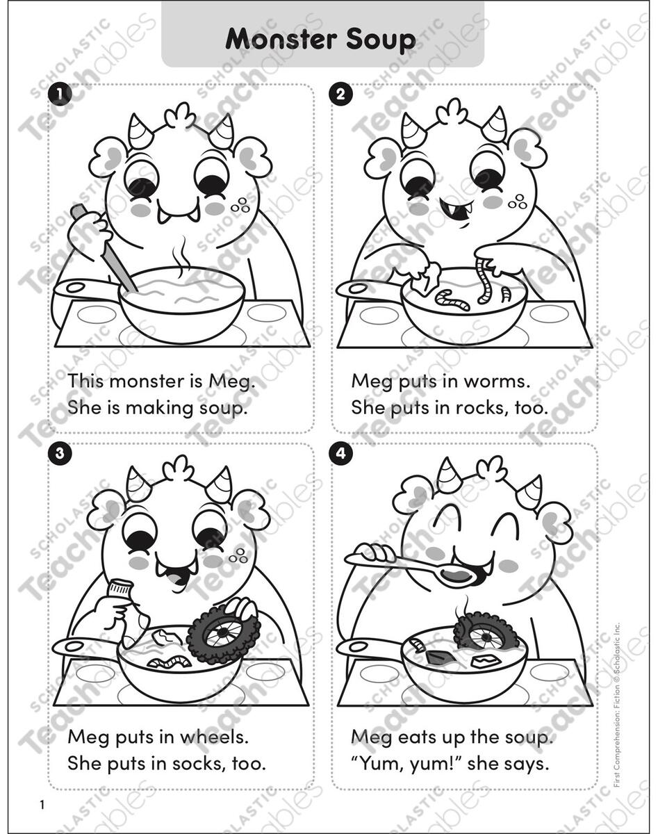 Monster Soup First Comprehension Fiction Printable Skills Sheets Monster Soup First Comprehension Fiction Printable Skills Sheets