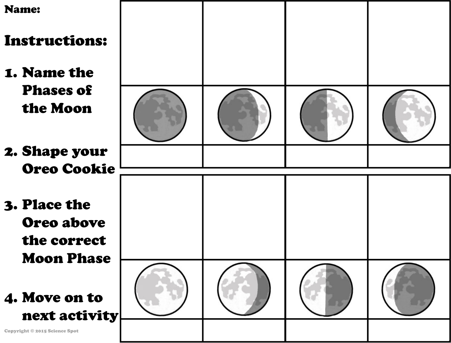 Moon Phases Oreo Worksheet Astronomy Activity Moon Phases Oreo Worksheet Astronomy Activity