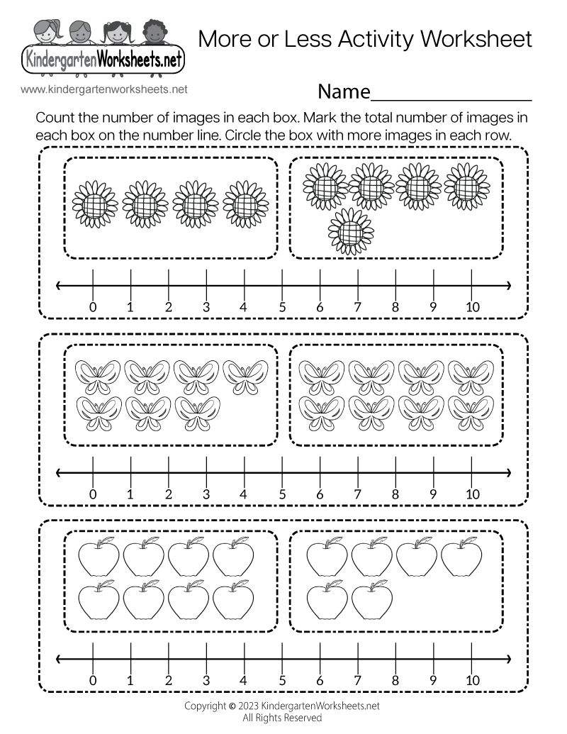 Butterflies More Or Less Worksheet Free Printable Digital PDF