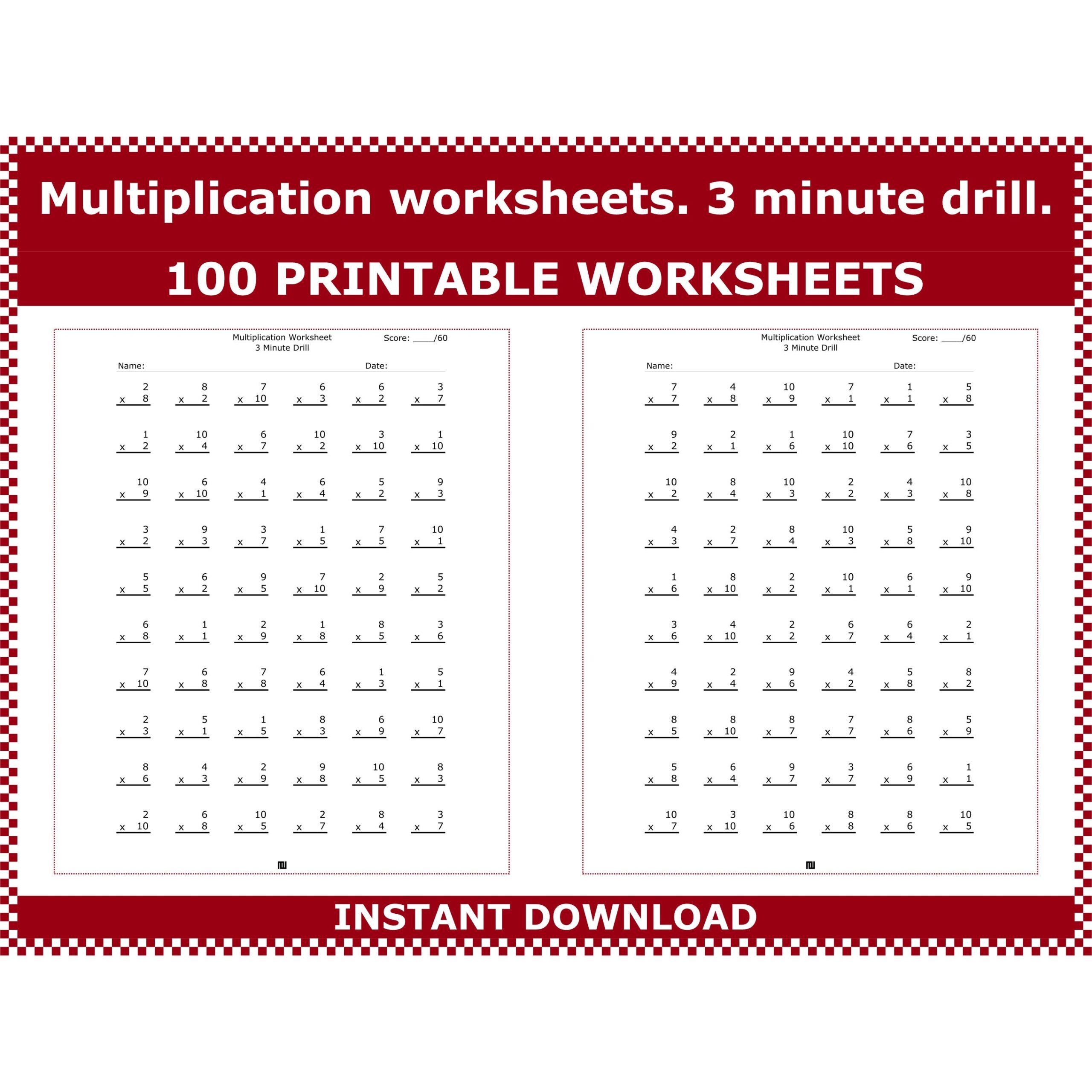 Multiplication Worksheets 3rd 4th Grade Math Drills PDF Etsy Finland Multiplication Worksheets 3rd 4th Grade Math Drills PDF Etsy Finland