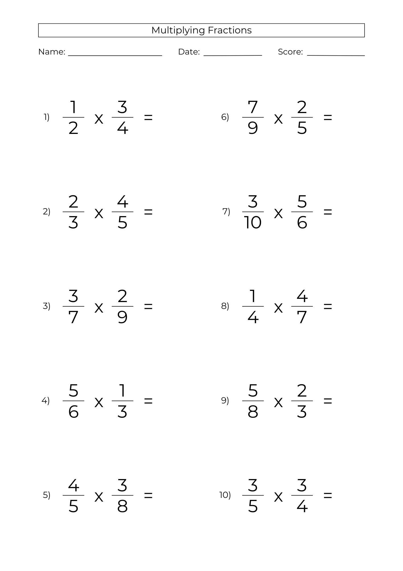 Multiply Worksheet Etsy