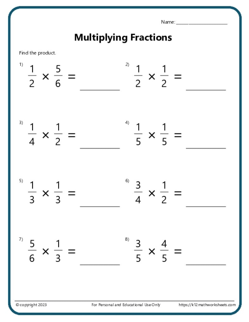 Multiplying Fractions Worksheets Free Printable Fractions Worksheets Comparing Identifying Free Printables Lettering SVG Files Tools Apps