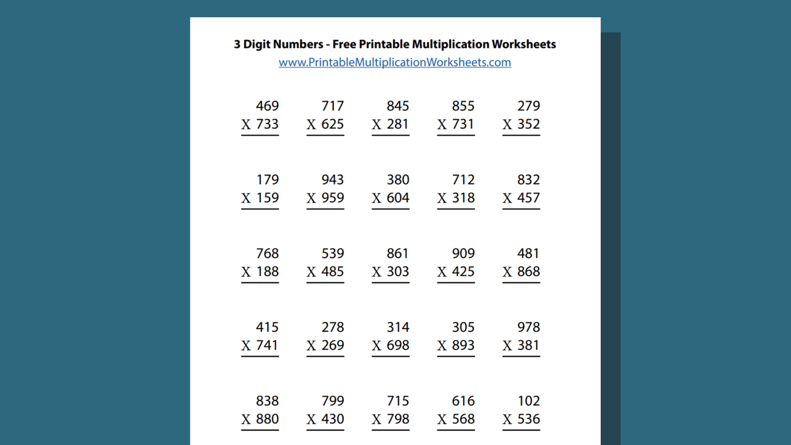 Multiplying With 3 Digit Numbers Printable Multiplication Worksheets Free 3 Digit By 3 Digit Multiplication Worksheets Teach Prints