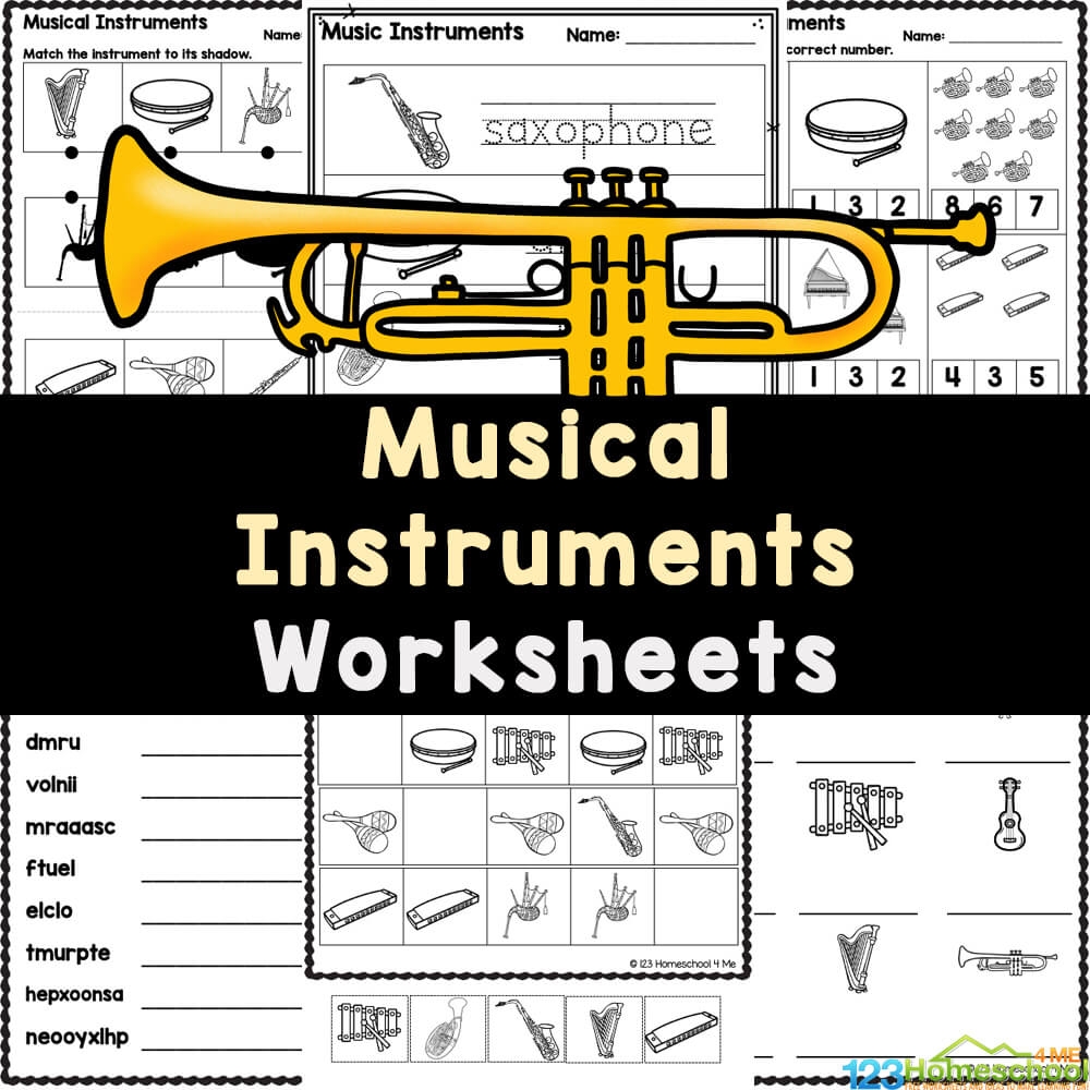 Musical Instrument Themed Worksheets For Preschool And Kindergarten