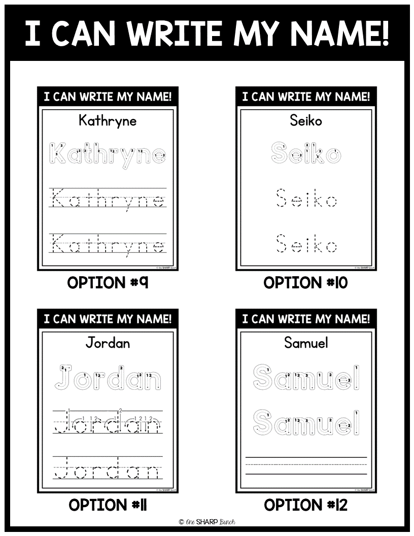 Name Tracing Editable Name Practice Mats Name Activities Name Writing One Sharp Bunch