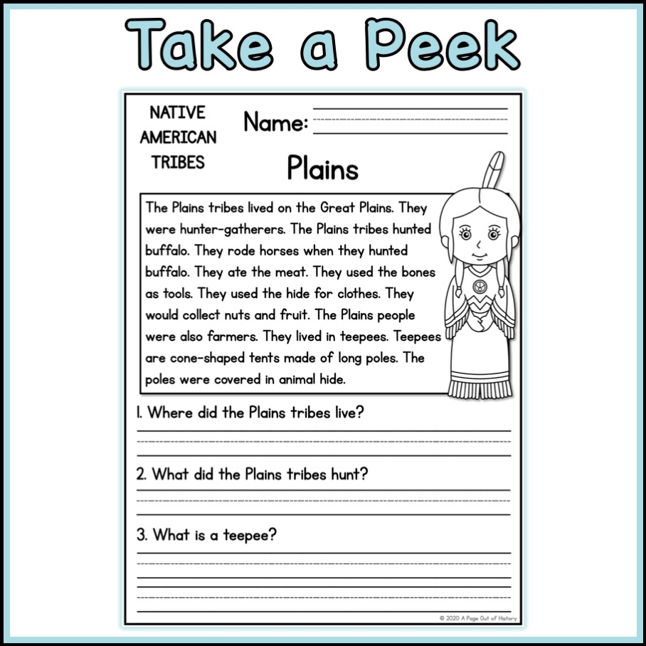 Native American Tribes Social Studies Reading Comprehension Passages K 2 Made By Teachers Native American Tribes Social Studies Reading Comprehension Passages K 2 Made By Teachers