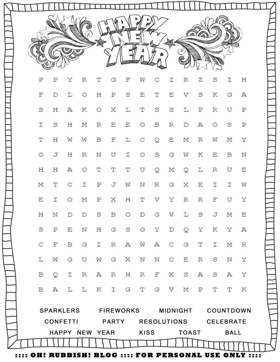 New Year S Printable Activities Entertain Your Kids With 4 New Year Word Games