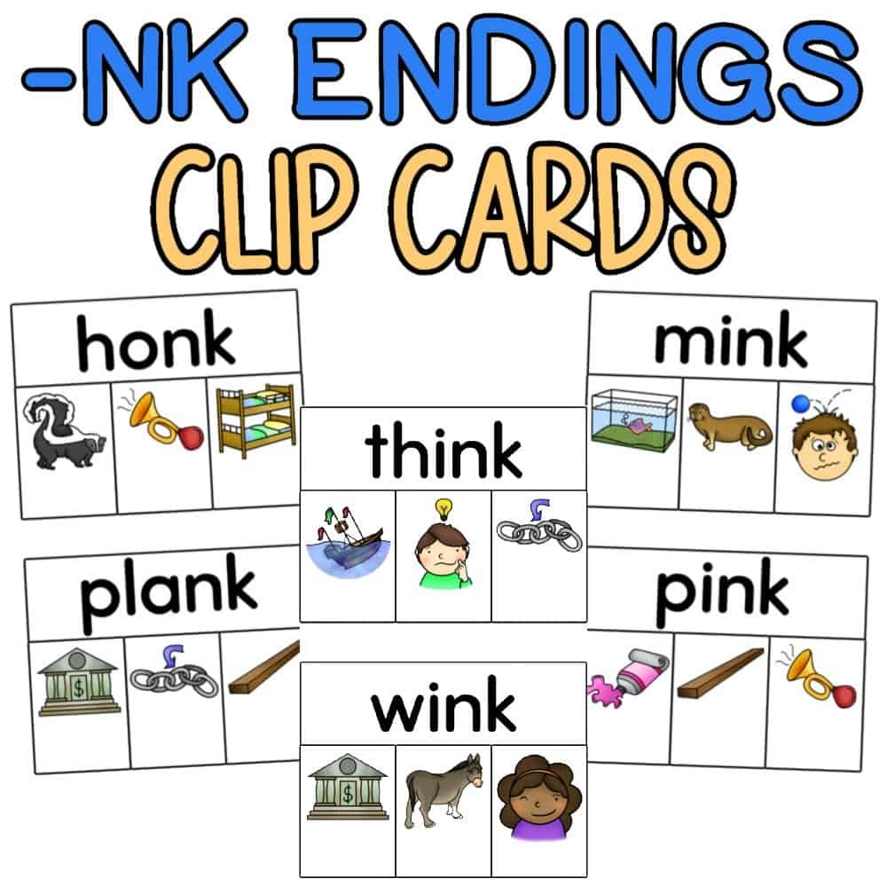 Nk Sound Words Free PDF Clip Card Activity Nk Blends Free Phonics Activities Printables