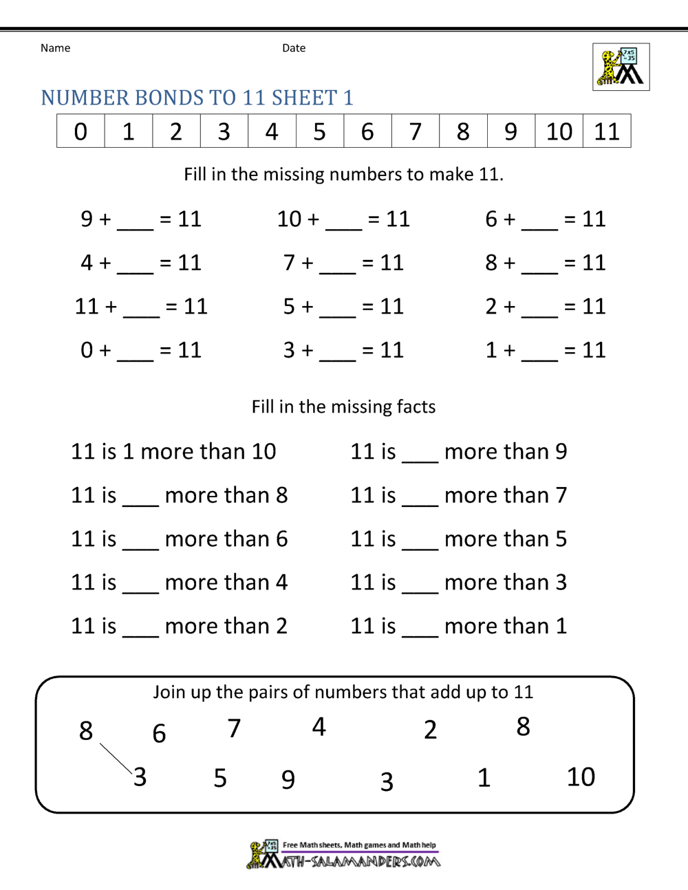 Number Bonds To 20 Worksheets Number Bonds To 20 Worksheets