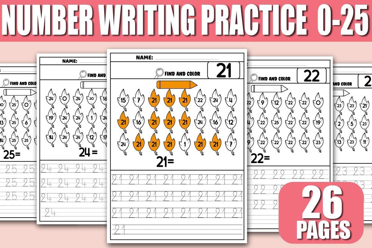 Number Writing Practice 1 25 Number Recognition Activity Printable 0 20 My Numbers Tracing Page Includes Bonus Practice Page Etsy Israel