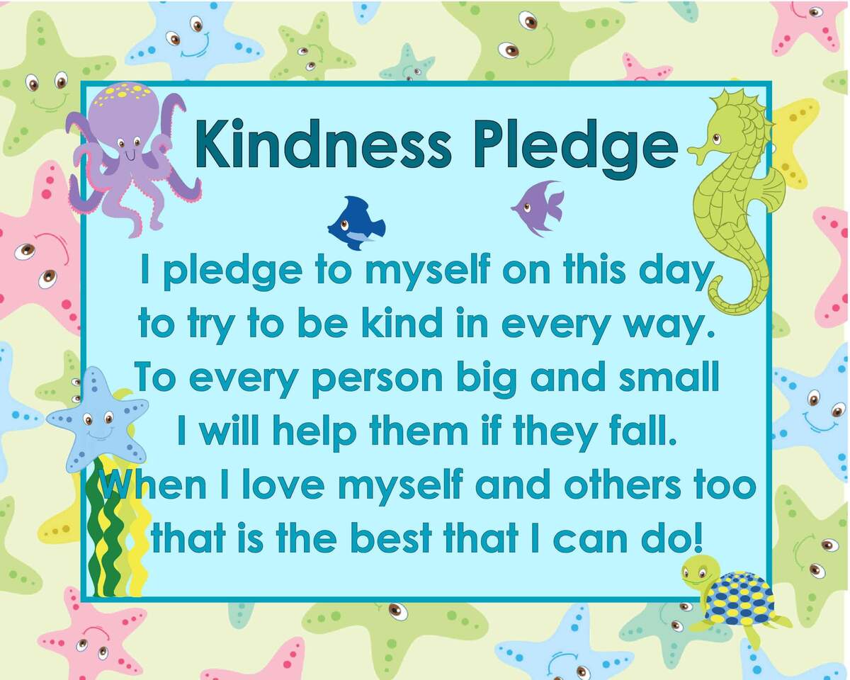Ocean Themed Kindness Pledge Poster The Kinder Corner
