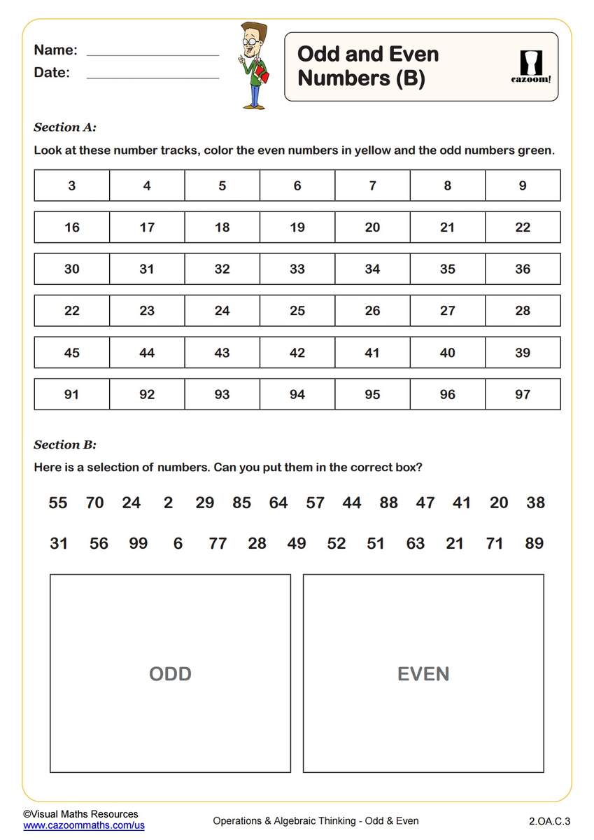 Odd And Even Numbers Worksheet