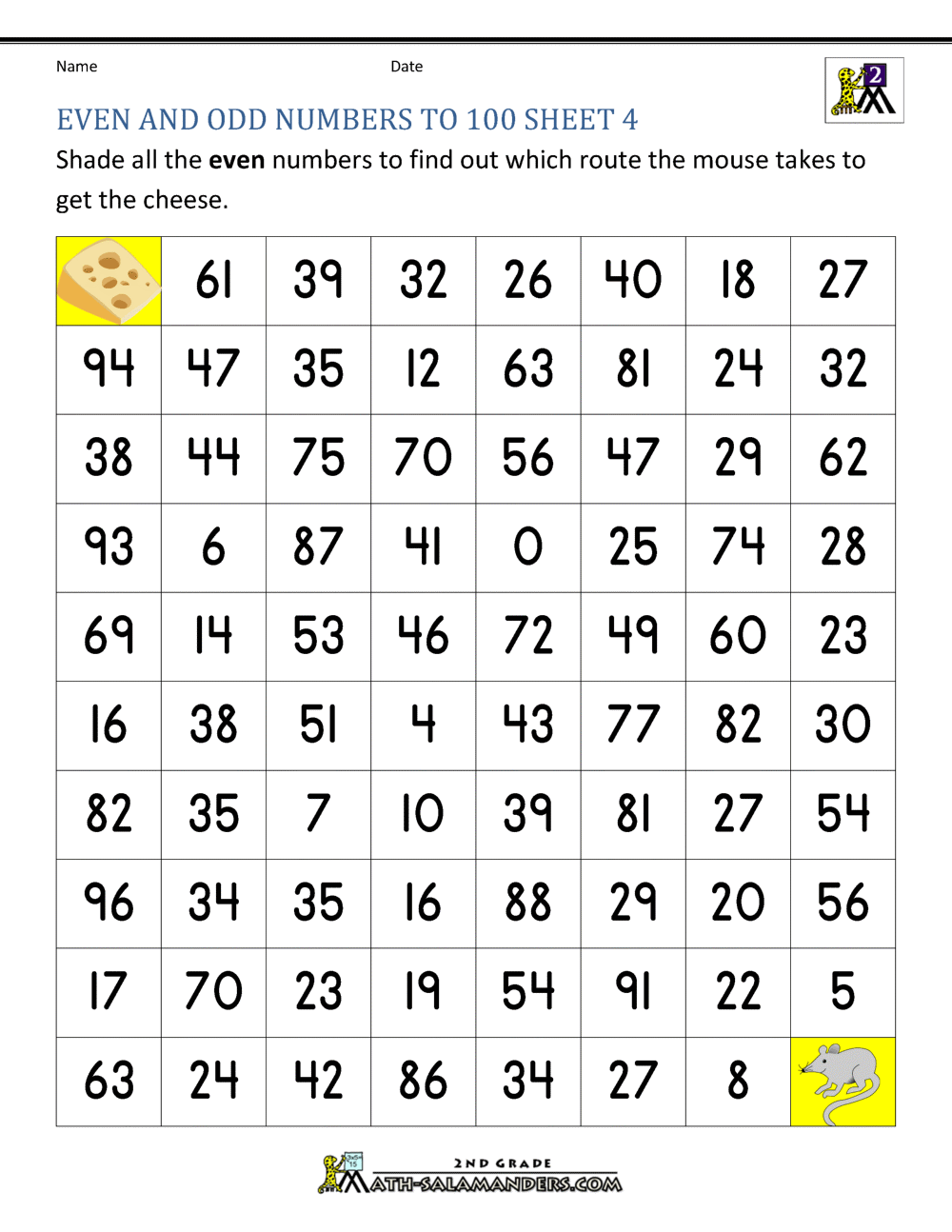 Odd Numbers And Even Numbers Worksheet