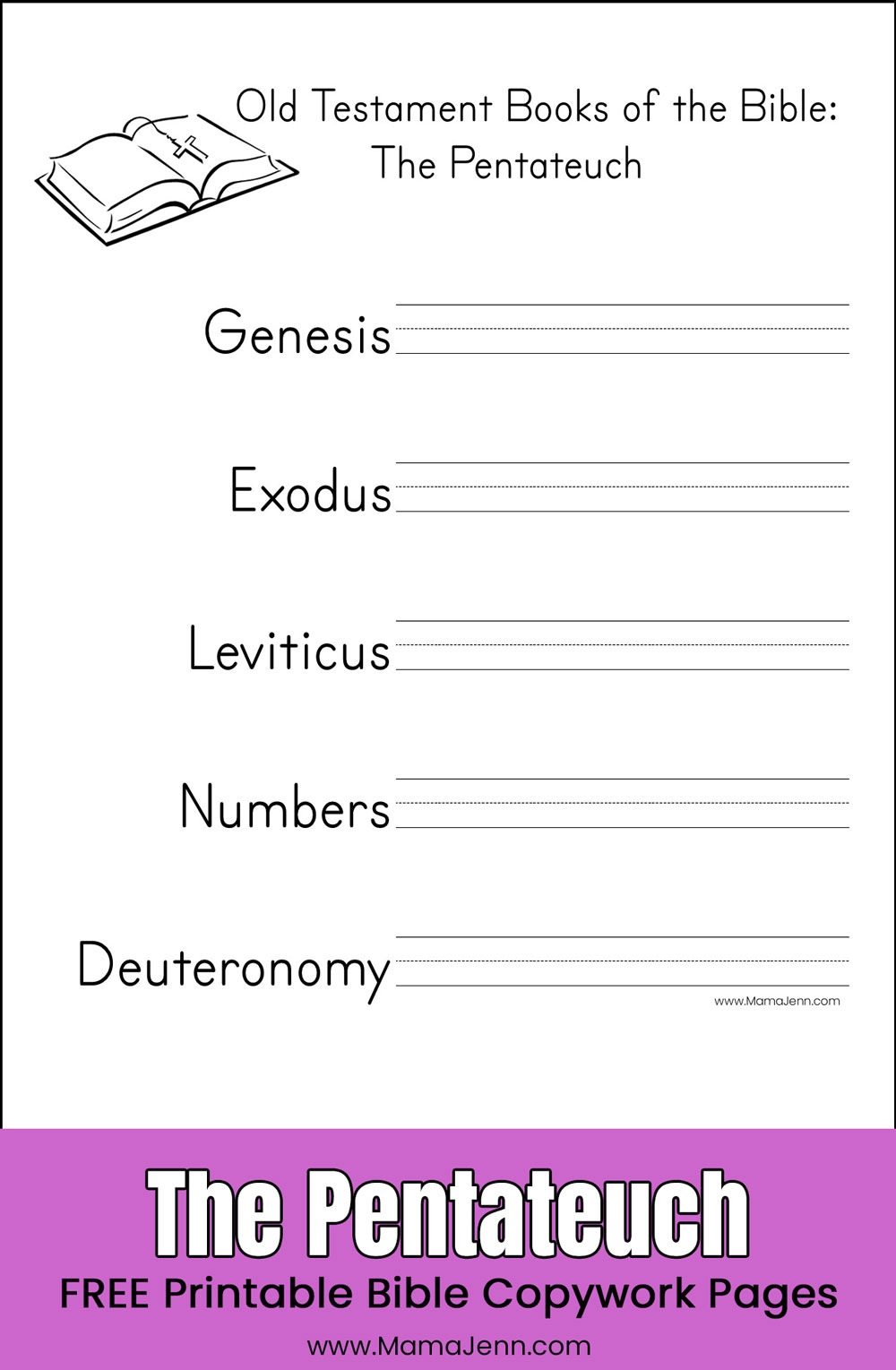 Old Testament Books Of The Bible FREE Printable Copywork Pages Old Testament Books Of The Bible FREE Printable Copywork Pages