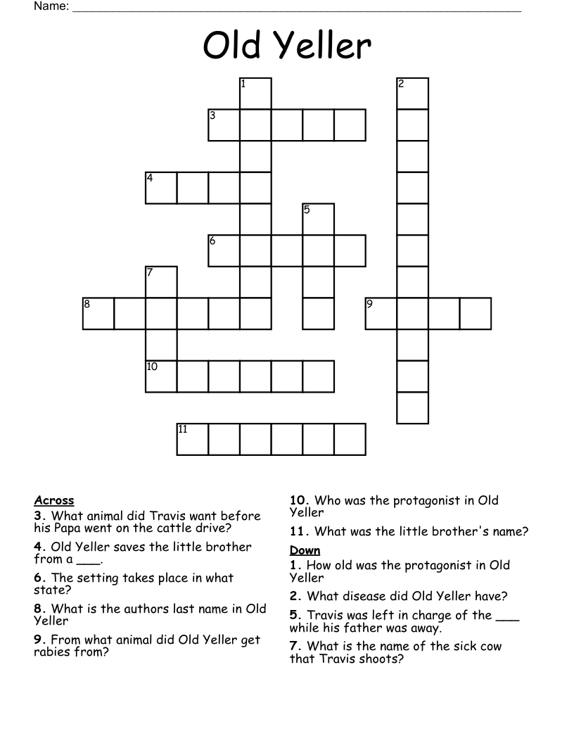 Old Yeller Vocab 1 3 Word Scramble WordMint Old Yeller Vocab 1 3 Word Scramble WordMint