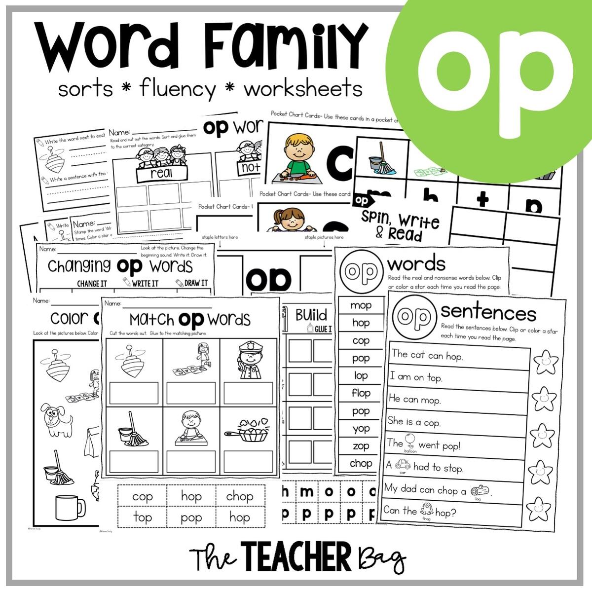 OP Word Family Activities The Teacher Bag OP Word Family Activities The Teacher Bag