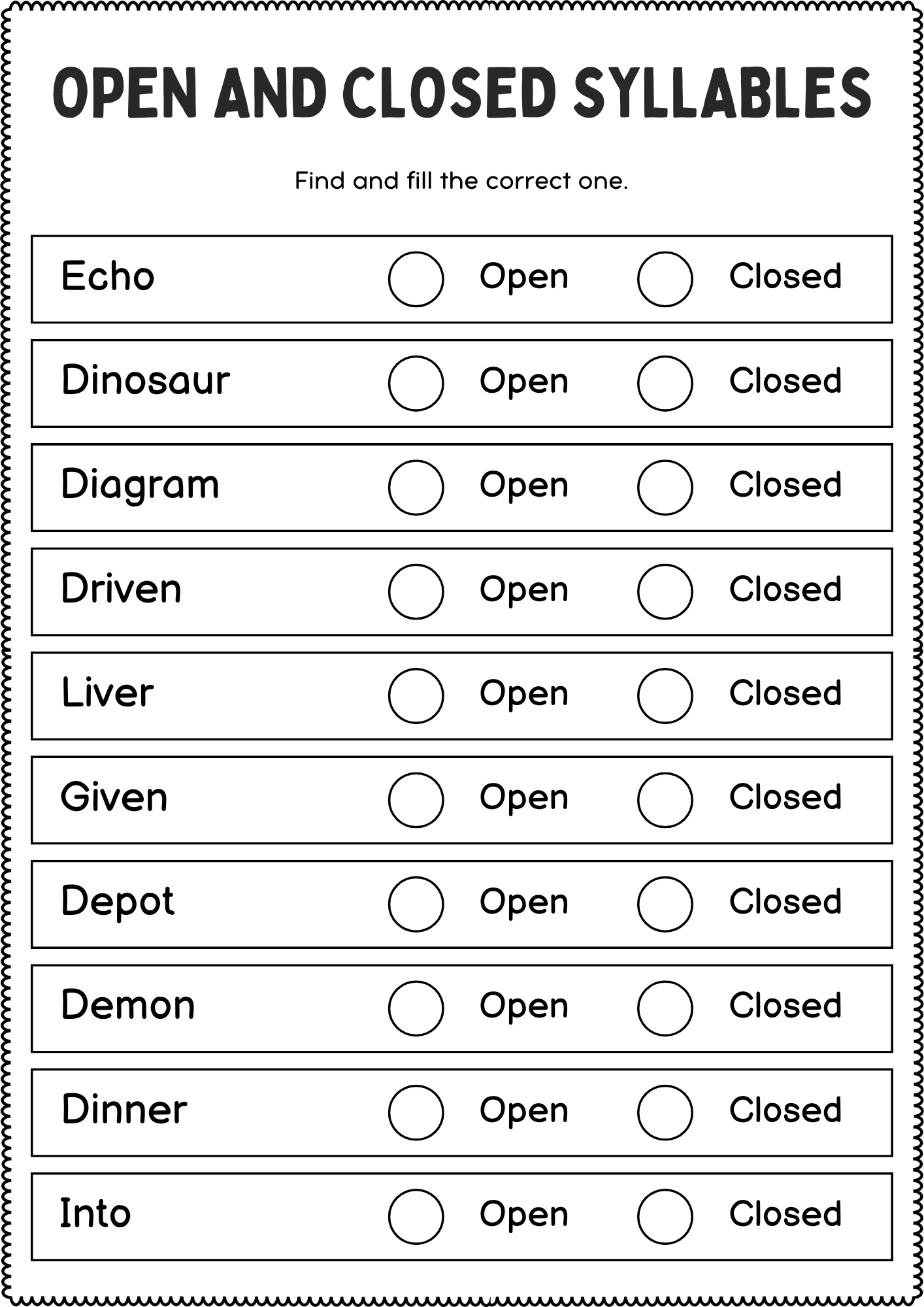 Open And Closed Syllables Grammar Worksheets Open And Closed Syllable Sort Made By Teachers Open Syllables Archives Literacy Learn