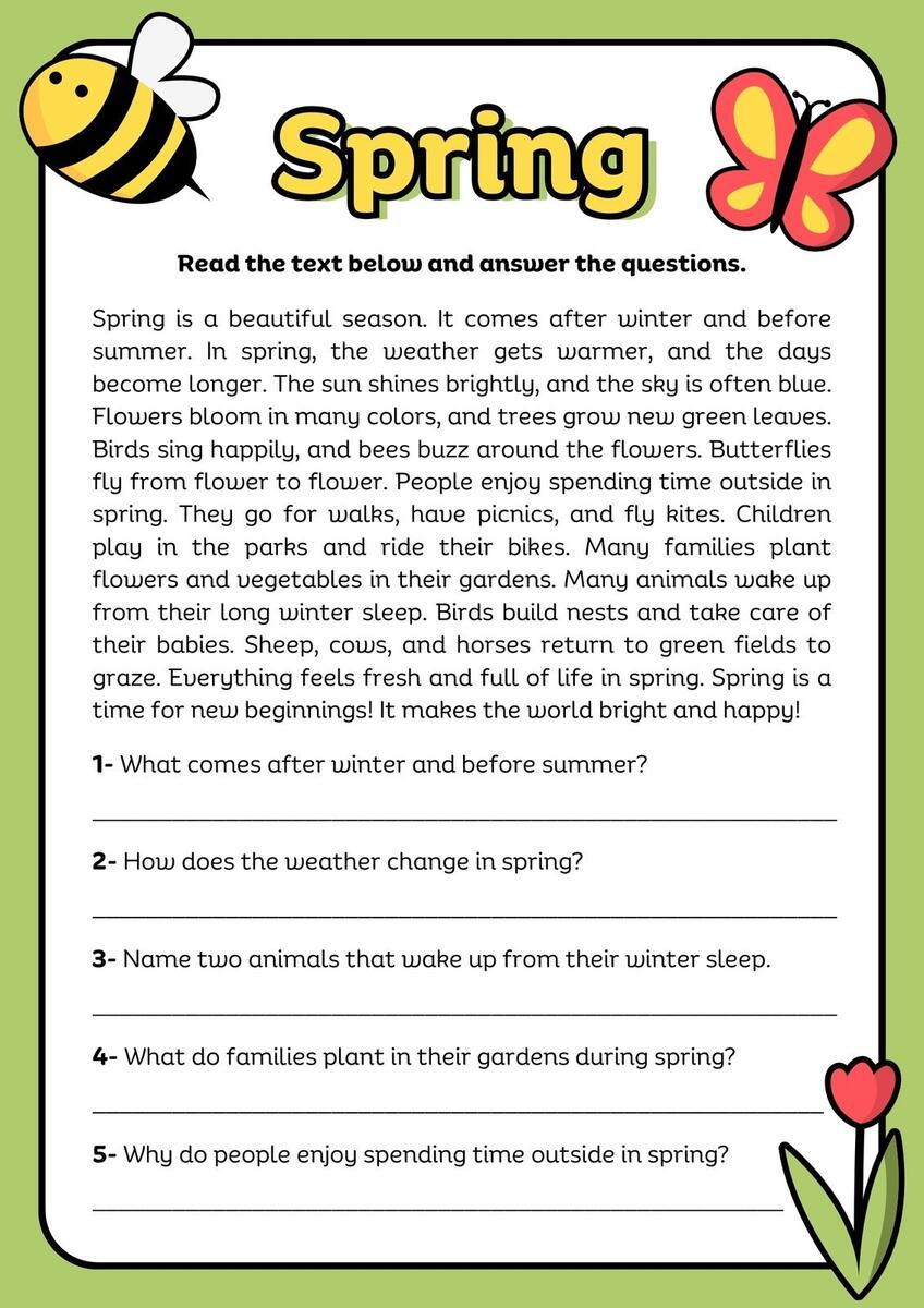 Page 4 Free Printable 2nd Grade Reading Worksheet Templates Canva