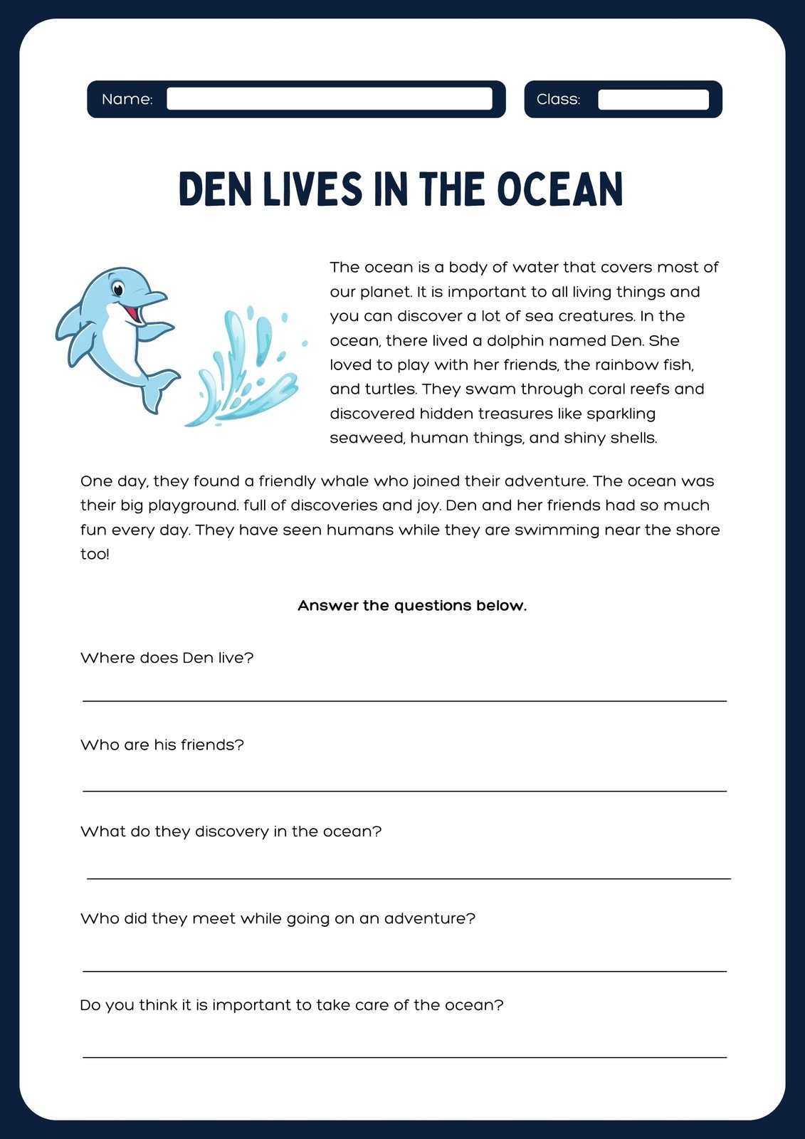 Page 5 Free Printable 2nd Grade Reading Worksheet Templates Canva