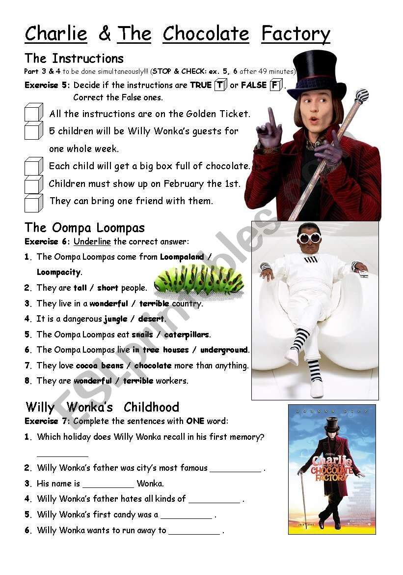 Charlie And The Chocolate Factory ESL Worksheet By Nanadia