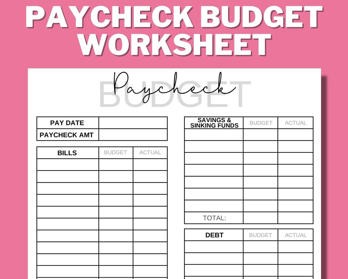 PAYCHECK BUDGET PRINTABLE Budget Worksheet Budget Binder Weekly Biweekly Monthly Zero Based Budget Budget Mom A4 Us Letter Etsy