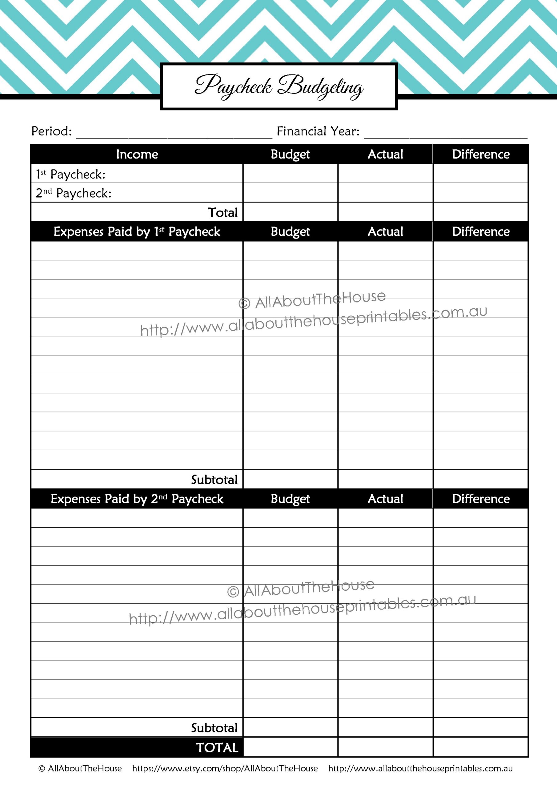 Paycheck Budgeting Printable Template Worksheet Editable Letter Size Chevron Finance Binder Budget Planner Letter Size Income AllAboutTheHouse Printables Free Paycheck Budget Planner Template To Edit Online