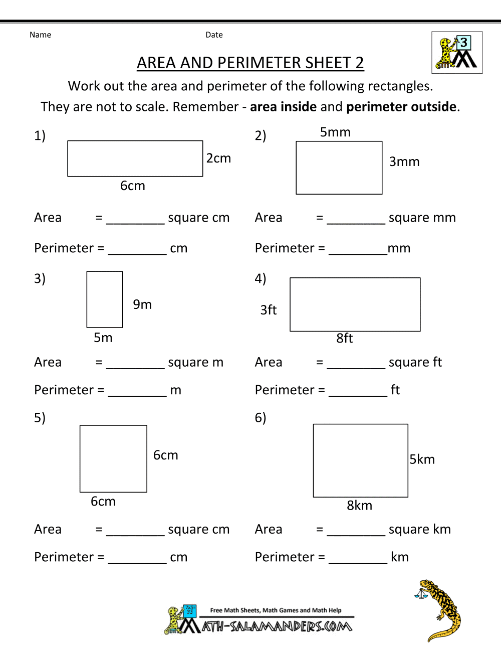 Area And Perimeter With Square Units K12 Math Worksheets