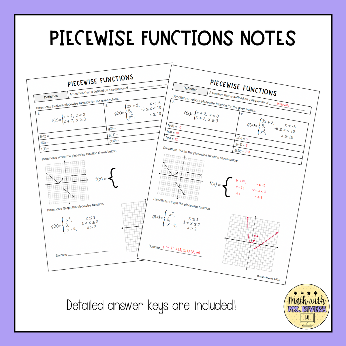 Piecewise Functions Guided Notes For Algebra 2 Made By Teachers Piecewise Functions Guided Notes For Algebra 2 Made By Teachers
