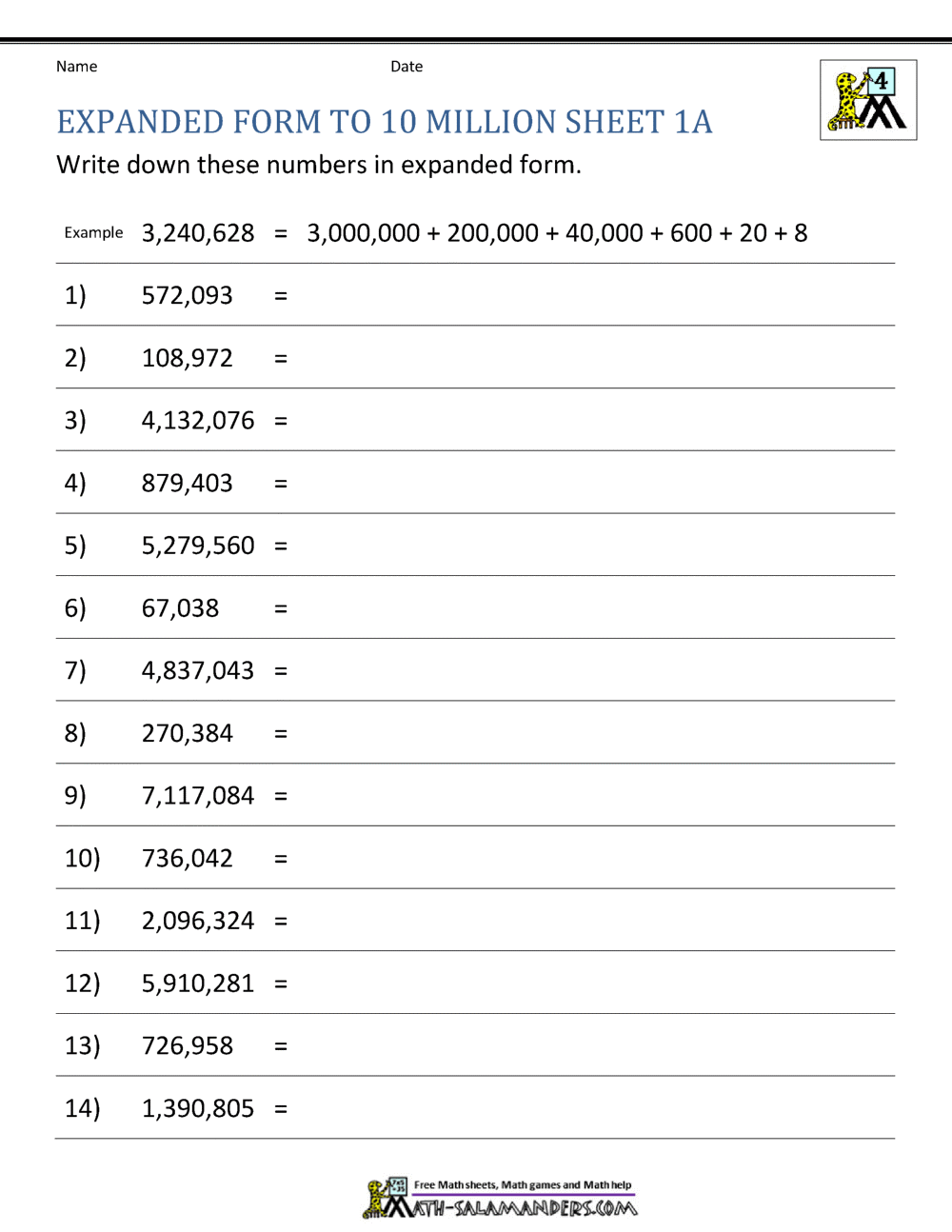 Place Value Worksheet Up To 10 Million Place Value To Millions Worksheets Made By Teachers