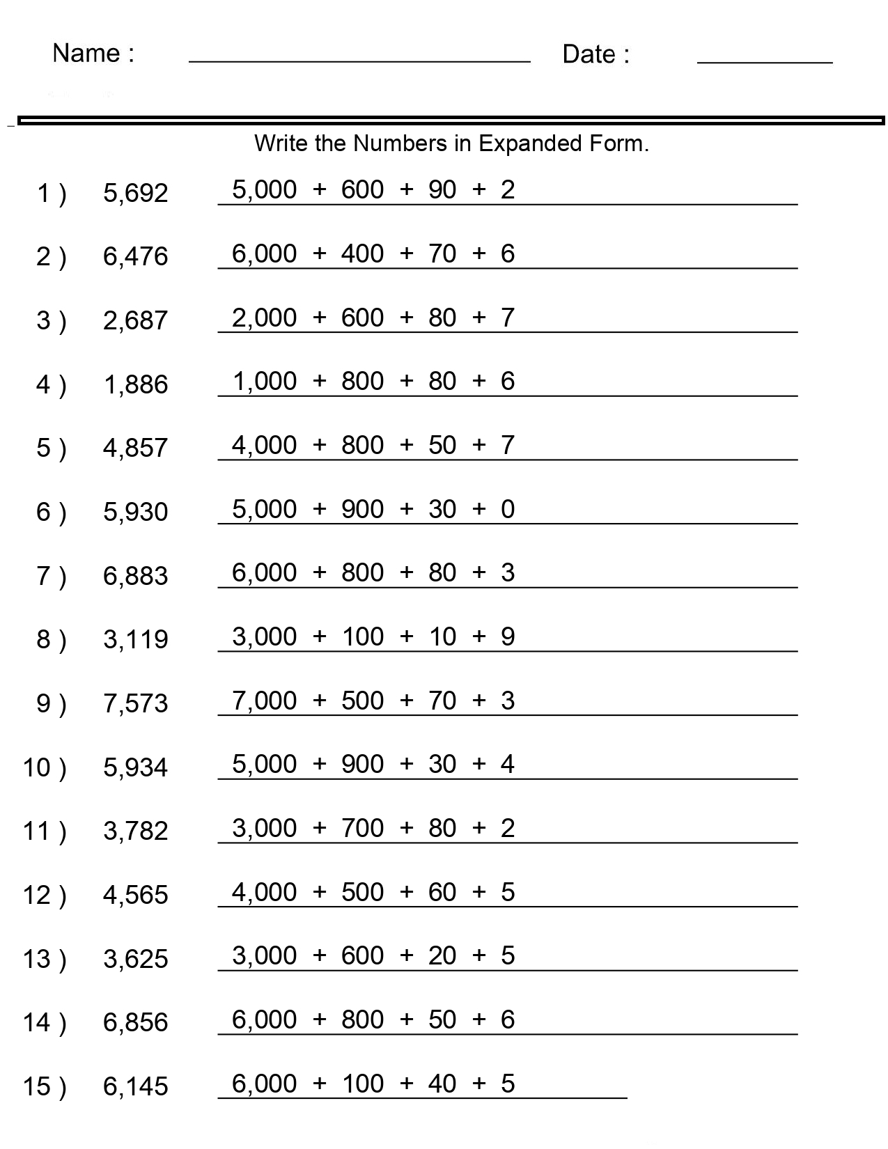 Place Value Worksheets Expanded Form With Integers 4 Digits 5 Digits Made By Teachers